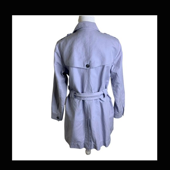 CABI Linen blend ESSENTIAL LAVENDER RUSSIAN BELTED TRENCH COAT S, measured - Picture 3 of 10